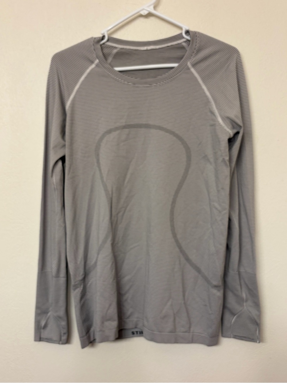 Lululemon Women’s White and Black Striped Long Sleeve Swiftly Size 10